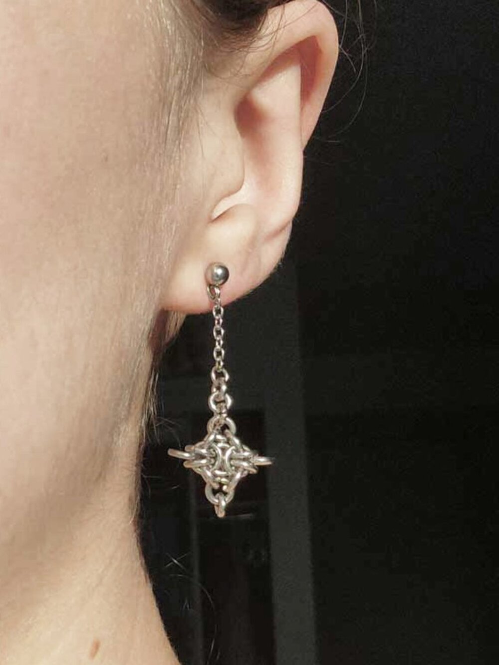 Vintage dangly silver star earrings